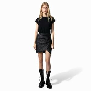 Zadig & Voltaire Julipe Cuir Froissé Leather Mini Skirt – Size 36 (US 4) NWT